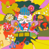A colorful illustration of flowers dancing with instruments
