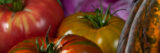 An assortment of red, yellow, and purple tomatoes