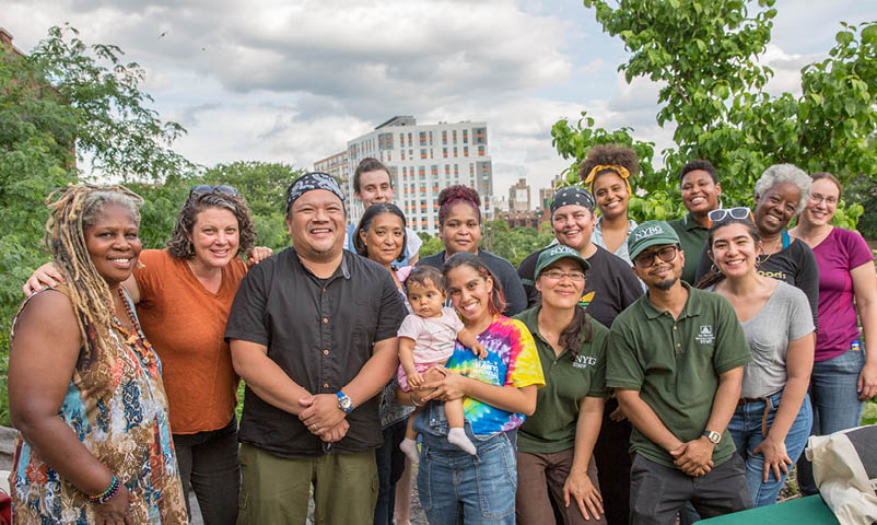 Members of the Bronx Green-Up in a garden