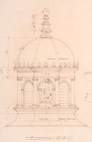 Architecture drawing of the Haupt Conservatory cupula