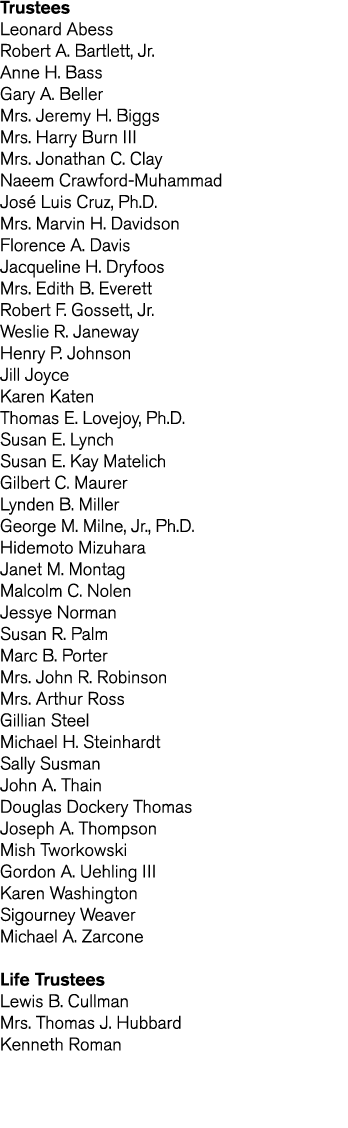 Trustees Leonard Abess Robert A  Bartlett  Jr  Anne H  Bass Gary A  Beller Mrs  Jeremy H  Biggs Mrs  Harry Burn III M   