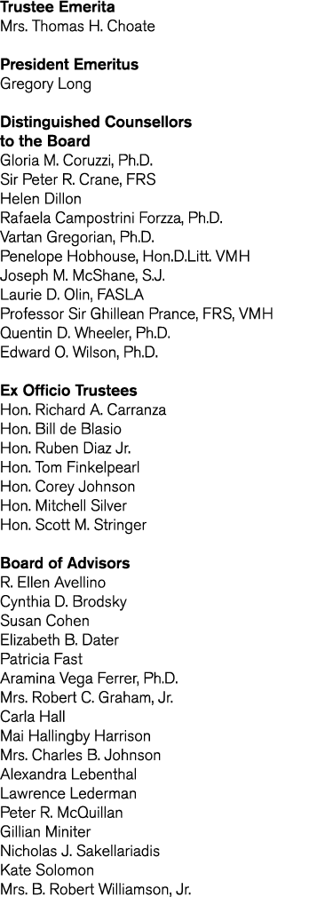 Trustee Emerita Mrs  Thomas H  Choate President Emeritus Gregory Long Distinguished Counsellors to the Board Gloria M   