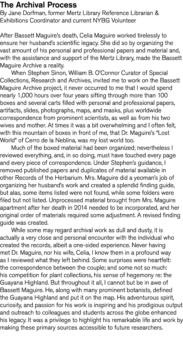 The Archival Process By Jane Dorfman  former Mertz Library Reference Librarian   Exhibitions Coordinator and current    